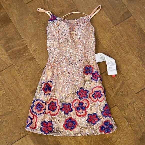 MAC DUGGAL Floral Sequin Cocktail Dress Style 5250 Size 4 - Picture 4 of 11